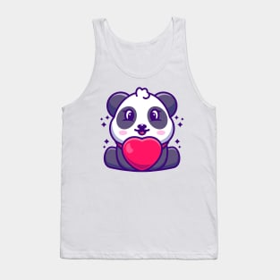 Cute baby panda cartoon with love Tank Top